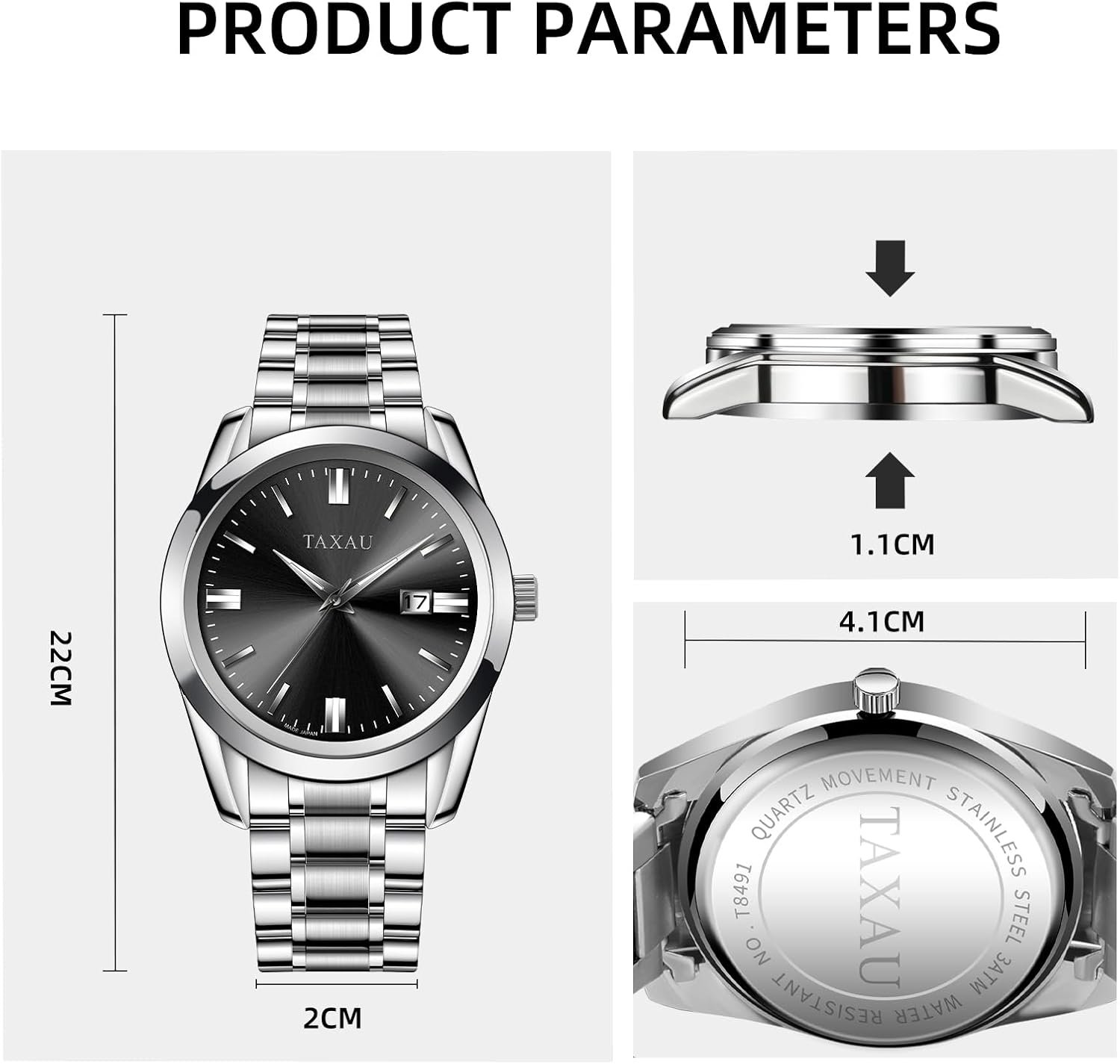 Mens Silver Watch Luxury Minimalist Dress Watch Waterproof W... - Image 6