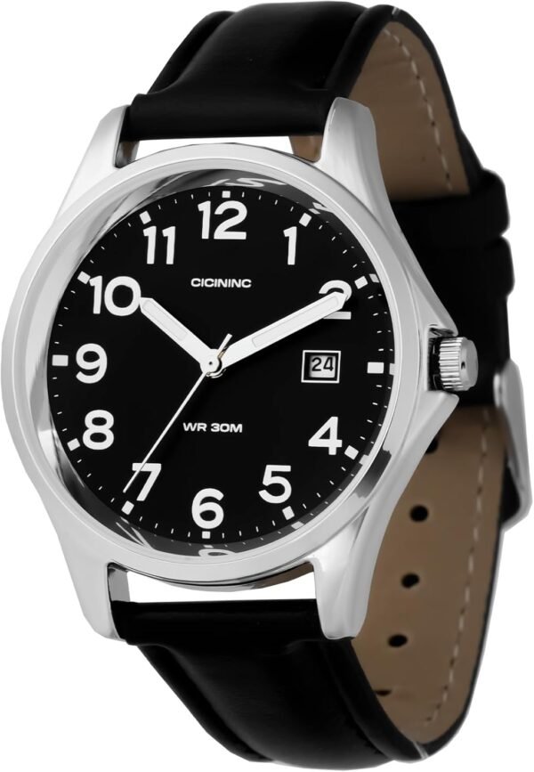 Analog Wrist Watch for Men Women-38mm Rugged Slim Wind Up Wa...