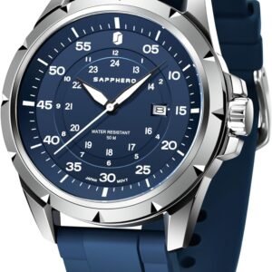 SAPPHERO Men's Silicone Waterproof Watch 5ATM Japanese Quart...