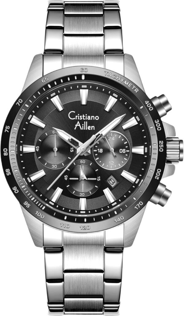 Watches for Men Stainless Steel Waterproof Analog Quartz Chr...