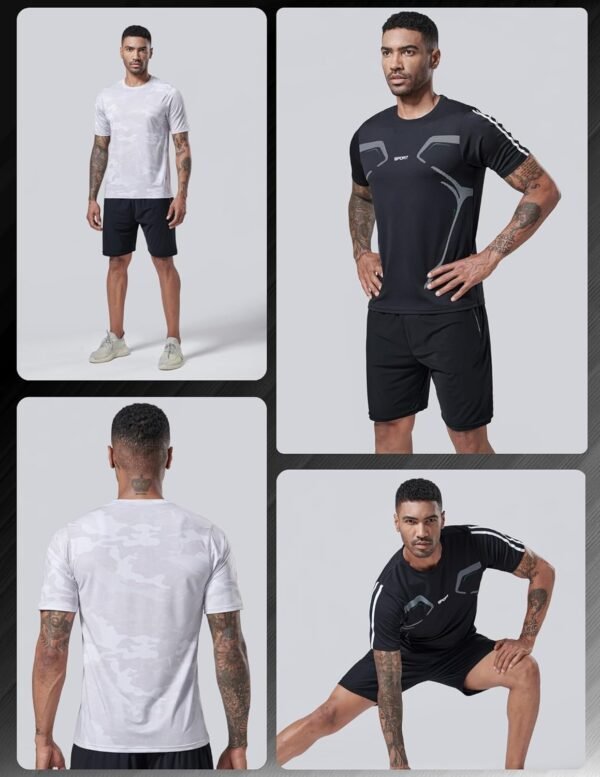 5 Pack Men’s Active Quick Dry Crew Neck T Shirts | Athletic ... - Image 3