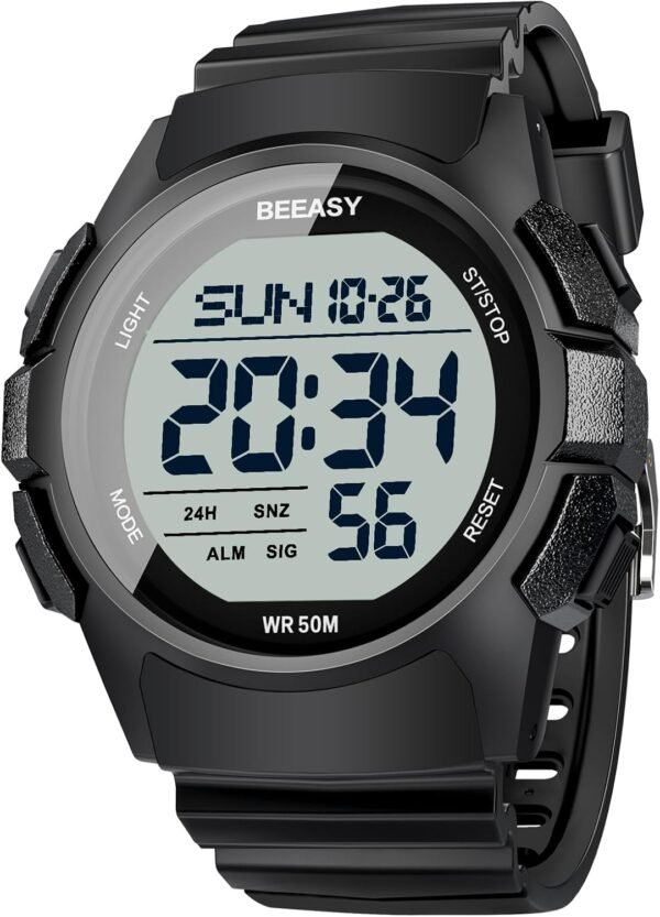 Beeasy Men Digital Sports Watch,Waterproof Watch with Stopwa...