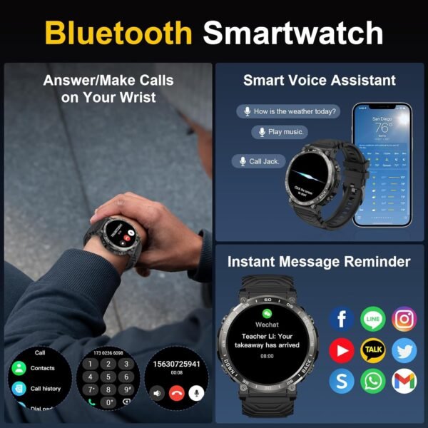 Smart Watches for Men-Bluetooth Call, 1.52" Military Smart W... - Image 5