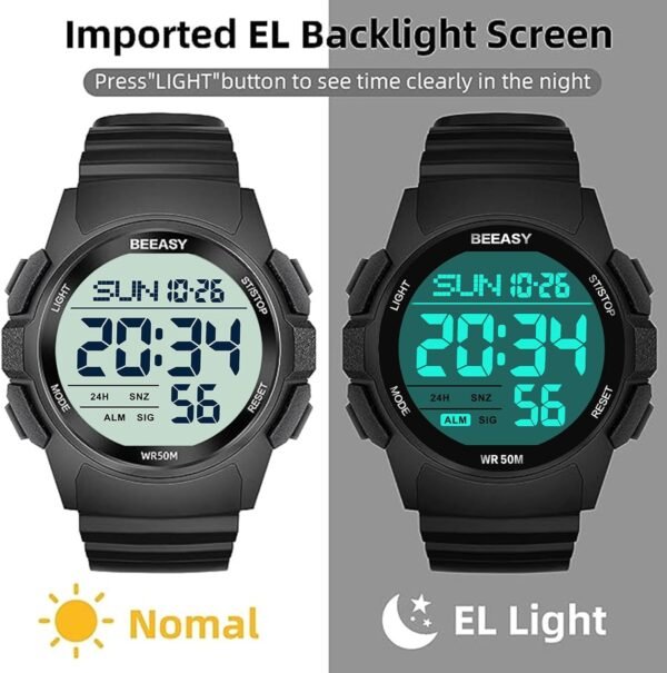 Beeasy Men Digital Sports Watch,Waterproof Watch with Stopwa... - Image 5
