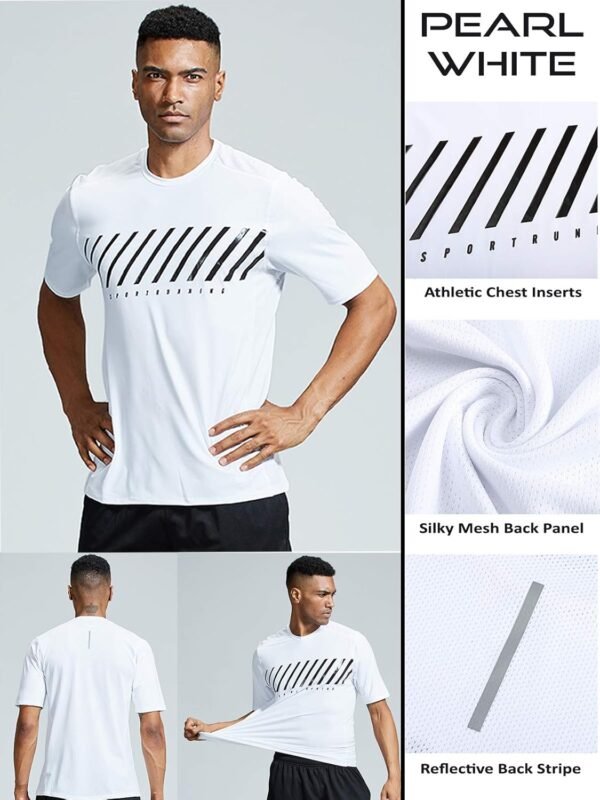 5 Pack Men’s Active Quick Dry Crew Neck T Shirts | Athletic ... - Image 2