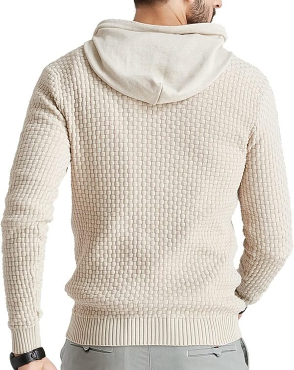 Zaitun Mens Hooded Sweatshirt Long Sleeve Solid Knitted Hood... - Image 4