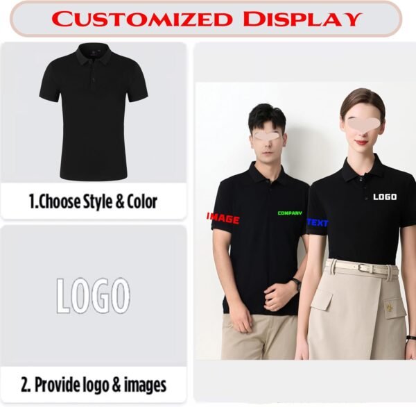 Add Your Own Text Image Picture Photo Design Men Polo Shirt ... - Image 3