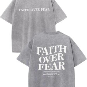 Christian Faith Over Fear Shirt for Men Jesus Religious Shir...
