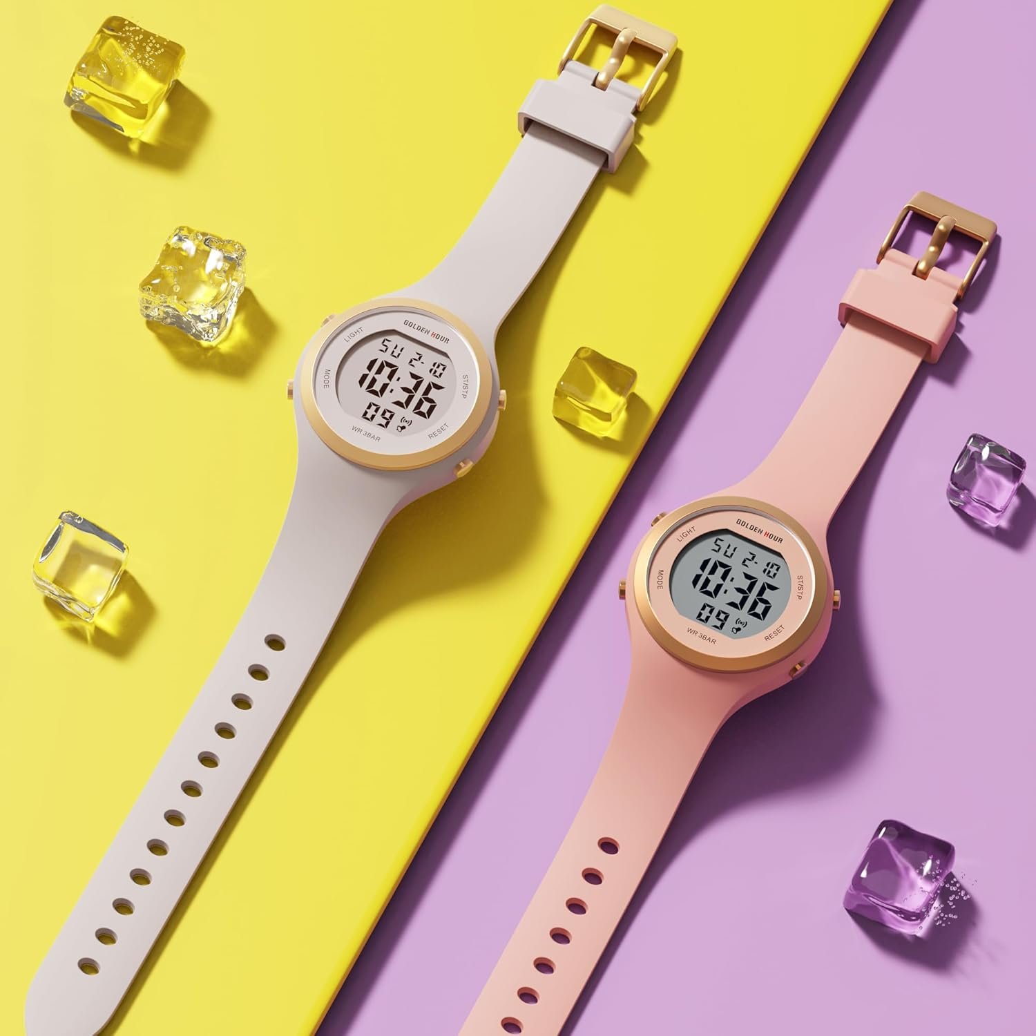 GOLDEN HOUR Waterproof Sport Women's Digital Chronograph Sil... - Image 7