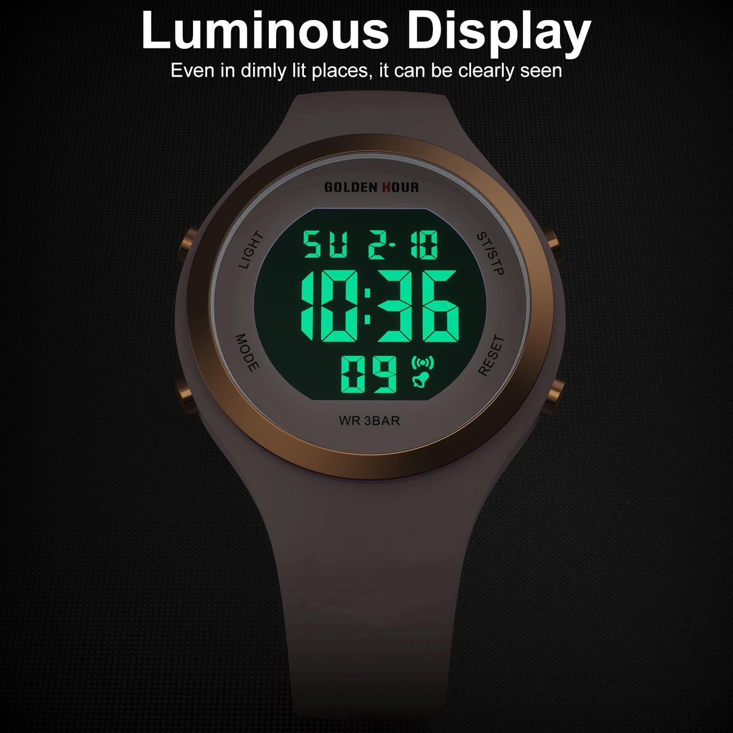 GOLDEN HOUR Waterproof Sport Women's Digital Chronograph Sil... - Image 9