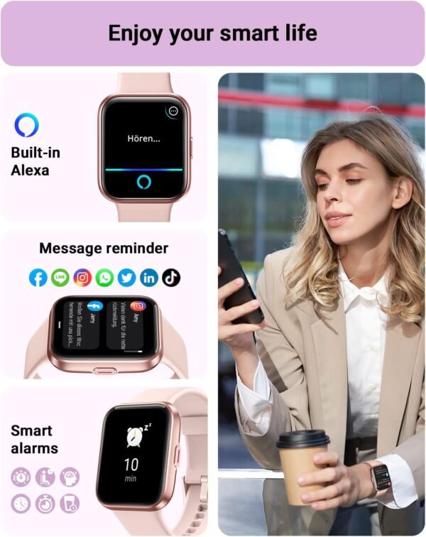 Smart Watch for Women Android & iPhone, Alexa Built-in, 1.8"... - Image 3
