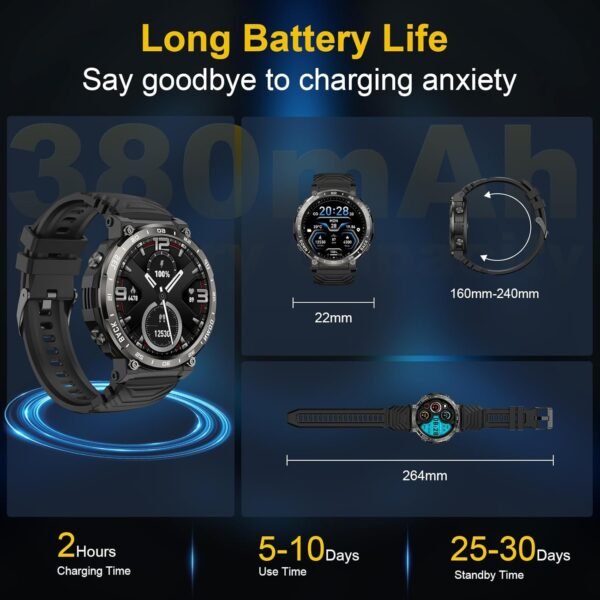 Smart Watches for Men-Bluetooth Call, 1.52" Military Smart W... - Image 8