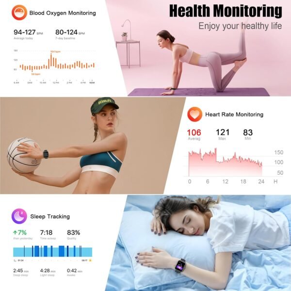 Smart Watch for Men Women, 1.96" Fitness Tracker Running Wat... - Image 4