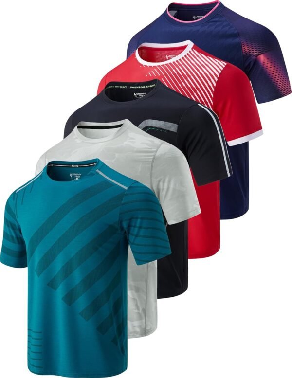 5 Pack Men’s Active Quick Dry Crew Neck T Shirts | Athletic ...