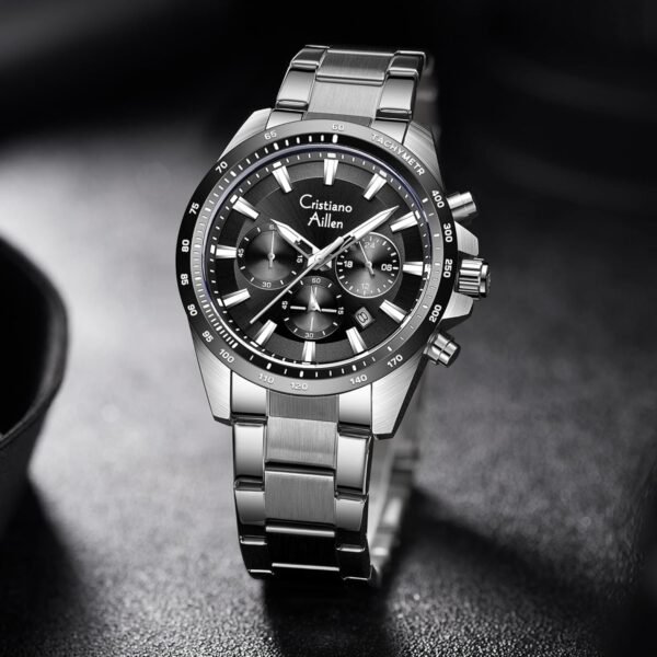 Watches for Men Stainless Steel Waterproof Analog Quartz Chr... - Image 2