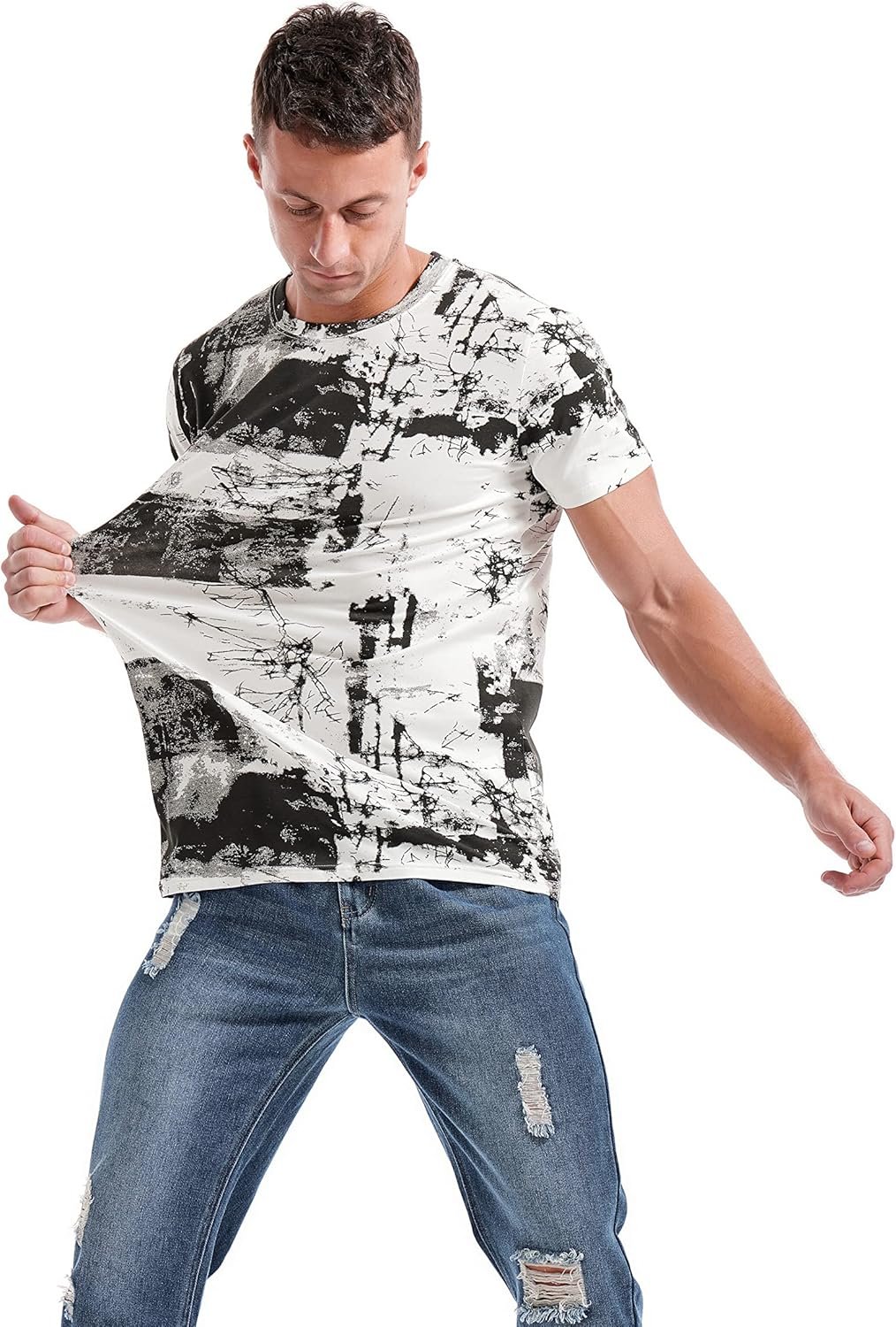 KLIEGOU Mens Hipster Hiphop Tees - Fashion Print T-Shirts - Image 3