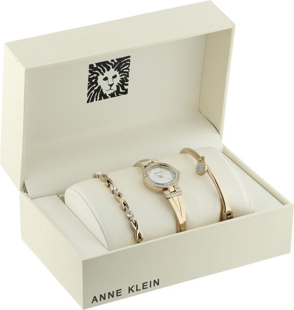 Anne Klein Women's Premium Crystal Accented Bangle Watch and... - Image 2