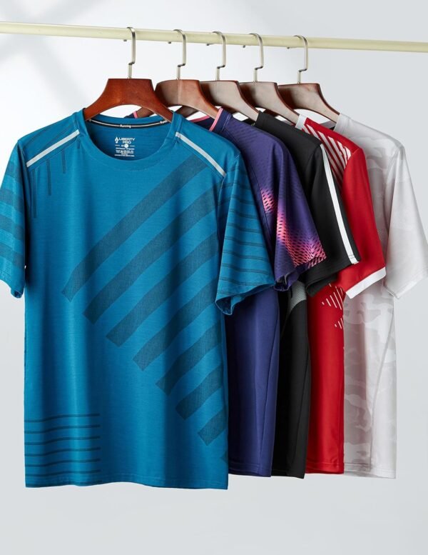 5 Pack Men’s Active Quick Dry Crew Neck T Shirts | Athletic ... - Image 5
