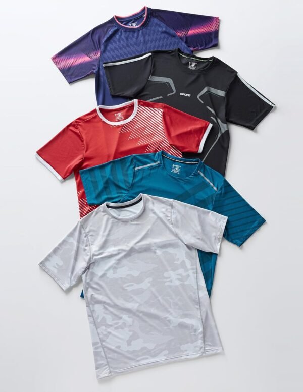 5 Pack Men’s Active Quick Dry Crew Neck T Shirts | Athletic ... - Image 6