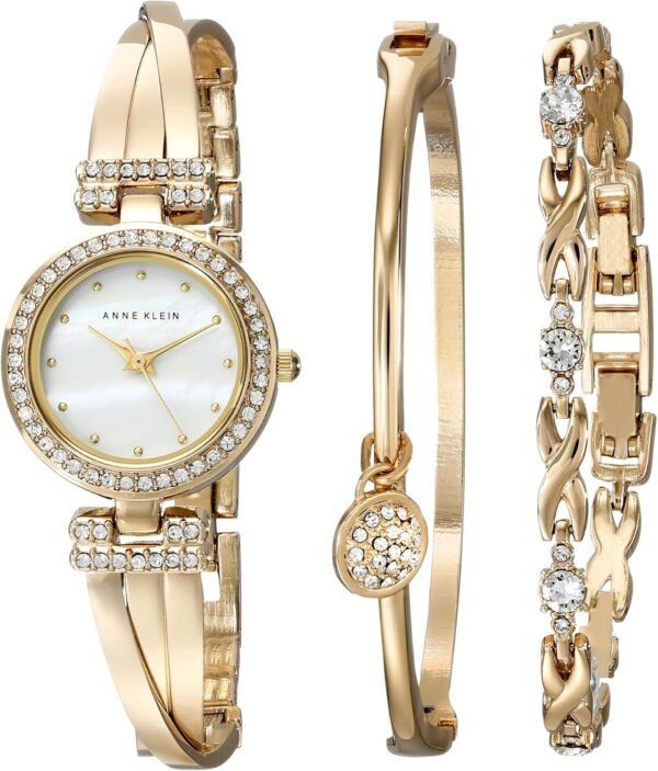 Anne Klein Women's Premium Crystal Accented Bangle Watch and...