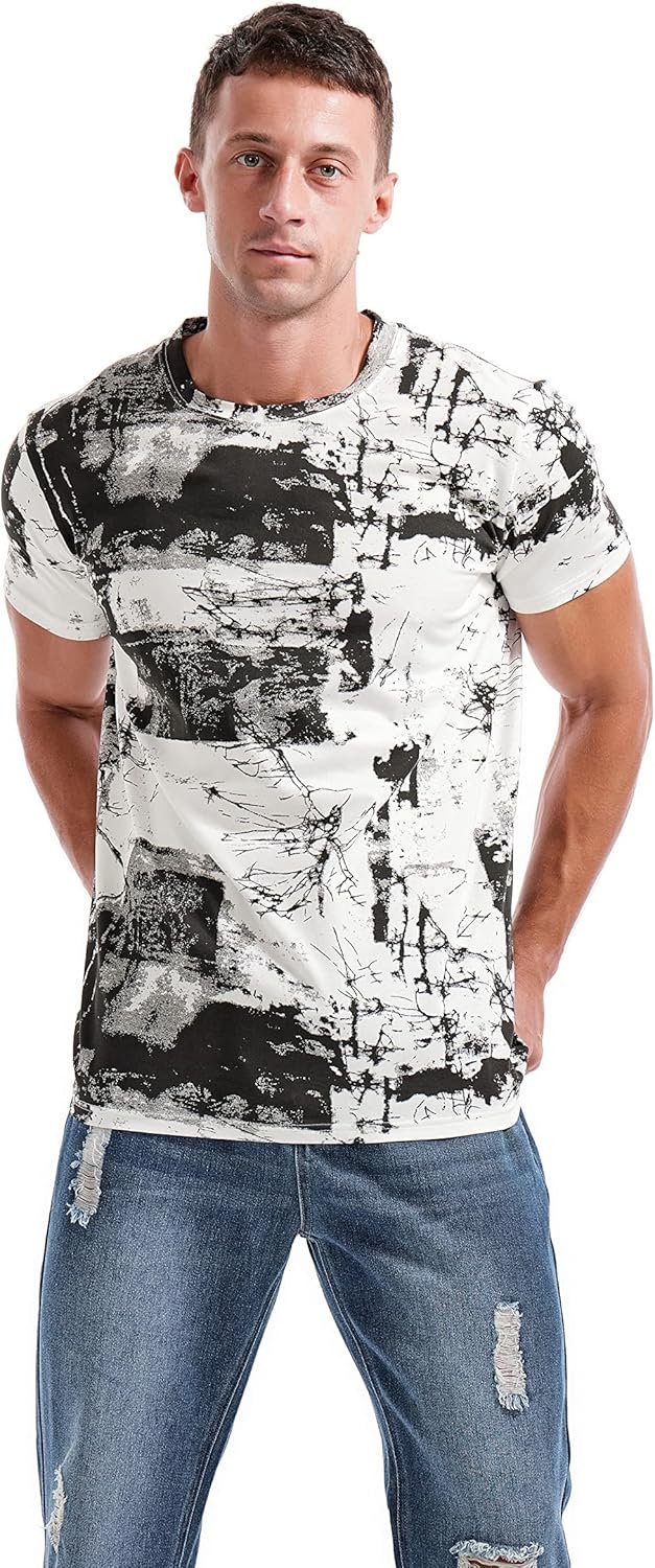 KLIEGOU Mens Hipster Hiphop Tees - Fashion Print T-Shirts - Image 2