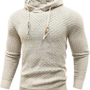 Zaitun Mens Hooded Sweatshirt Long Sleeve Solid Knitted Hood...
