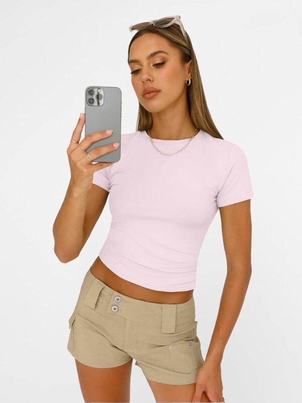AUTOMET Womens Short Sleeve T Shirts Basic Summer 2025 Worko... - Image 6