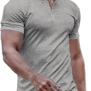 JMIERR Men's Muscle Slim Henley Shirts Crewneck Longline T-S...