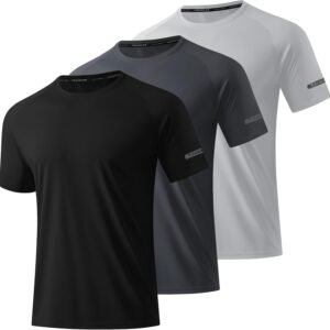 3 Pack Workout Shirts for Men Short Sleeve UPF 50+ Sun Prote...