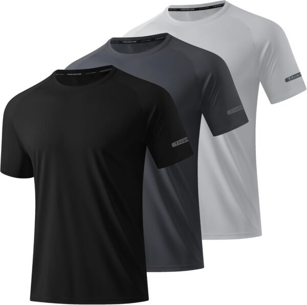 3 Pack Workout Shirts for Men Short Sleeve UPF 50+ Sun Prote...