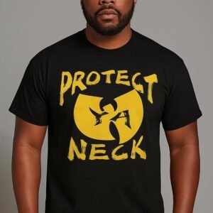 Protect Ya Neck T-Shirt, Black with Gold Logo Design, Hip-Ho...