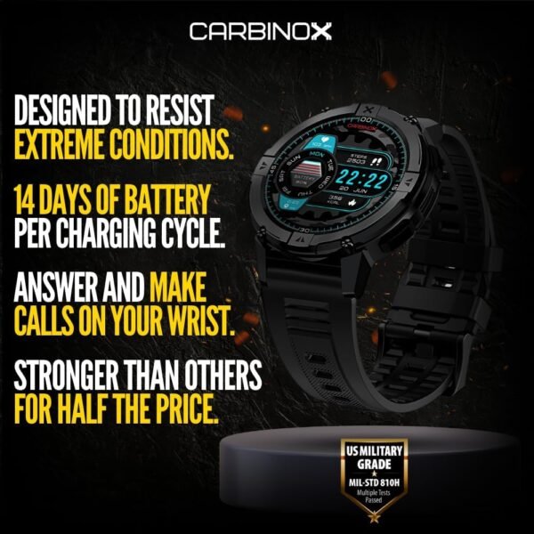 CARBINOX X-Ranger Smart Watch (Answer/Make Calls), Rugged Fi... - Image 2