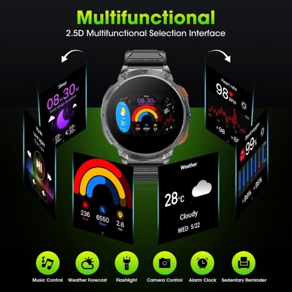 Military Smart Watches for Men, 1.85" HD Large Screen Smart ... - Image 7