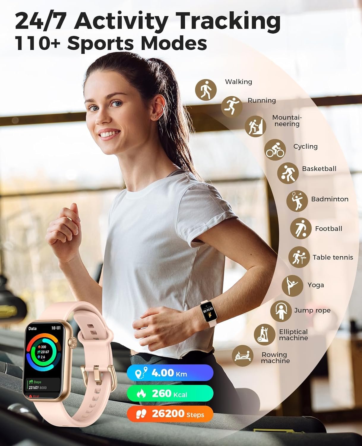 Smart Watch Fitness Tracker (Answer/Make Call), 24/7 Heart R... - Image 4