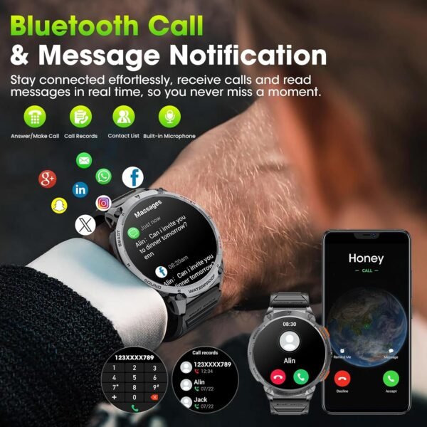 Military Smart Watches for Men, 1.85" HD Large Screen Smart ... - Image 5