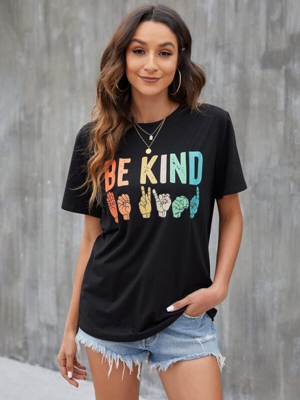 Blooming Jelly Womens Be Kind Shirt Short Sleeve Graphic Tee... - Image 2