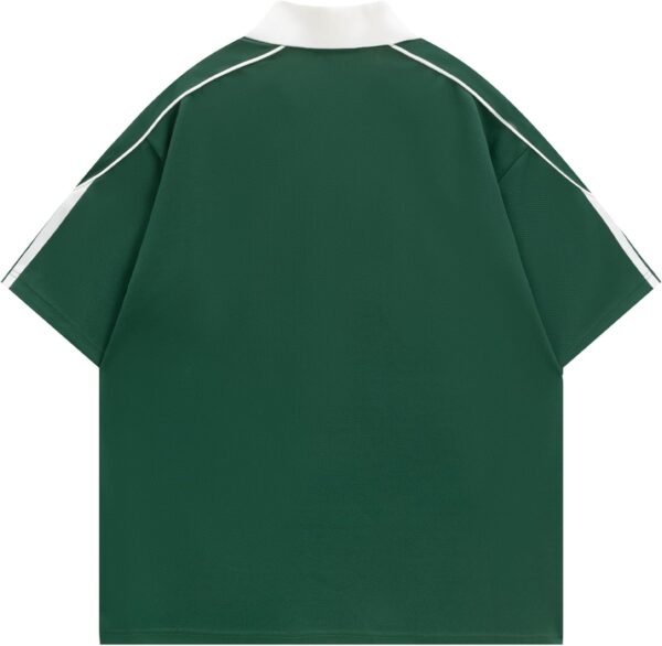 Aelfric Eden Mens Vintage Letter Polo Tee Oversized Button C... - Image 2