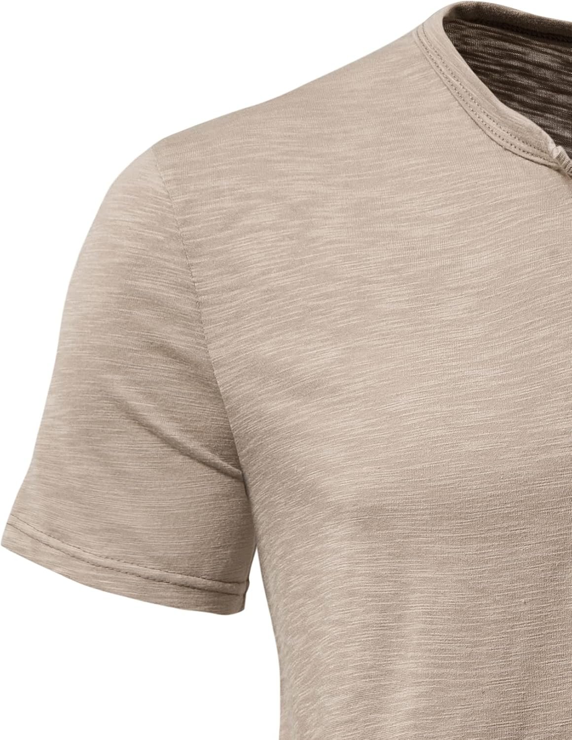 Men's Short Sleeve Henley Shirt Casual Stretchy Slim Fit T S... - Image 5