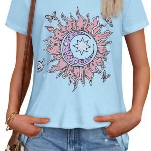 T Shirts for Women Summer Short Sleeve Crewneck Casual Cute ...