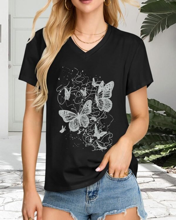 Womens T Shirts V Neck Short Sleeve Summer Tops Casual Basic... - Image 4