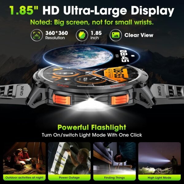 Military Smart Watches for Men, 1.85" HD Large Screen Smart ... - Image 2