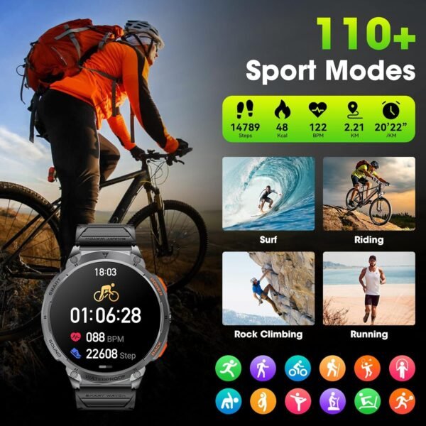 Military Smart Watches for Men, 1.85" HD Large Screen Smart ... - Image 6