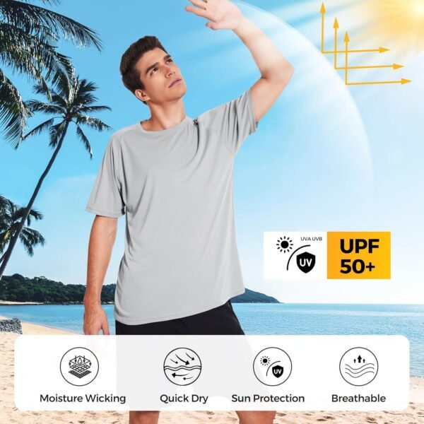 3 Pack Workout Shirts for Men Short Sleeve UPF 50+ Sun Prote... - Image 4