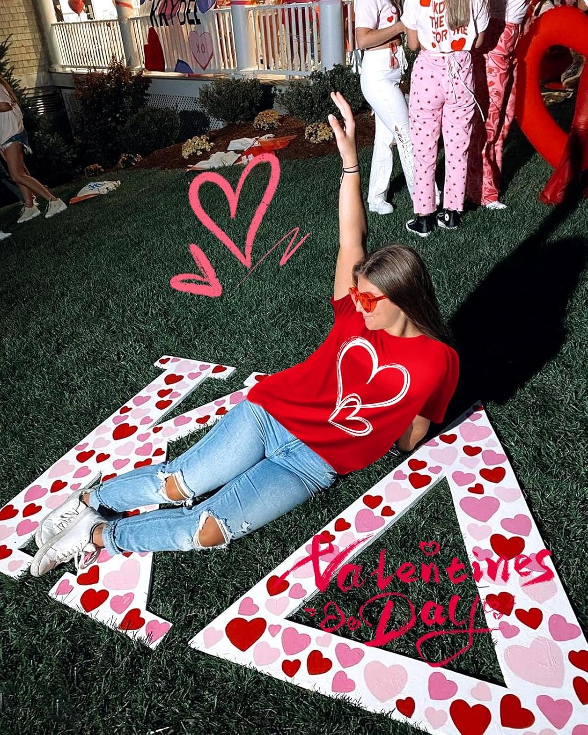 Holiday T-Shirt for Women - Valentines Funny Graphic Tee Cre... - Image 5