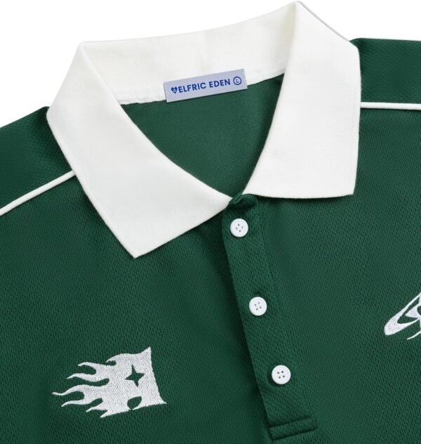 Aelfric Eden Mens Vintage Letter Polo Tee Oversized Button C... - Image 3
