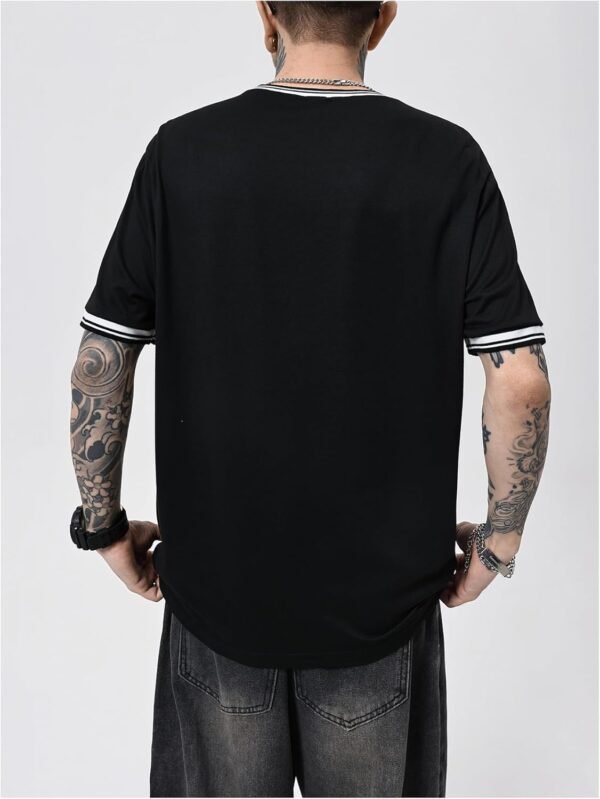 SOLY HUX Men's Crown Letter Print Striped Trim Tee Tops Shor... - Image 4