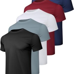 1/5 Pack Workout Shirts for Men Athletic Running Gym Quick D...