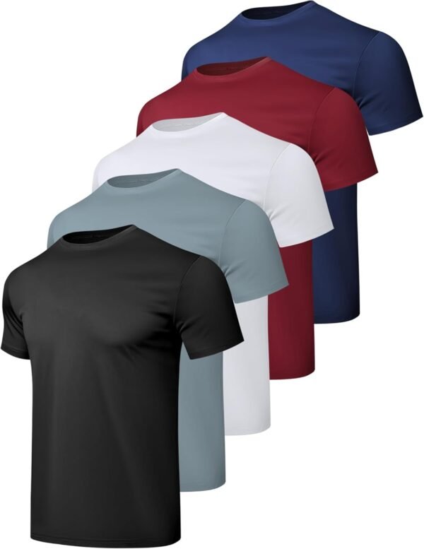 1/5 Pack Workout Shirts for Men Athletic Running Gym Quick D...