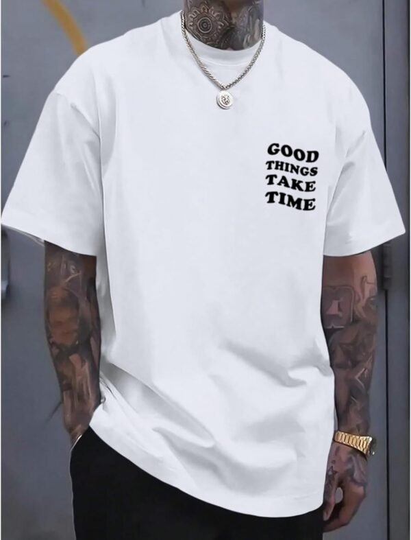 Vintage Graphic Tees for Men Oversized Floral Letter Print R... - Image 2