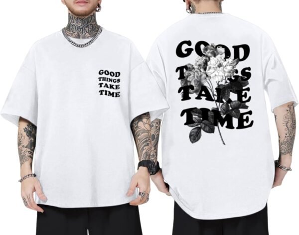 Vintage Graphic Tees for Men Oversized Floral Letter Print R...